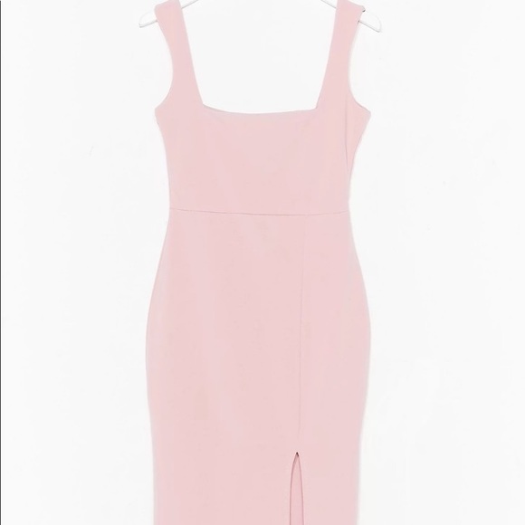 Nasty Gal Square Neck Split Hem Midi Dress - Picture 7 of 7